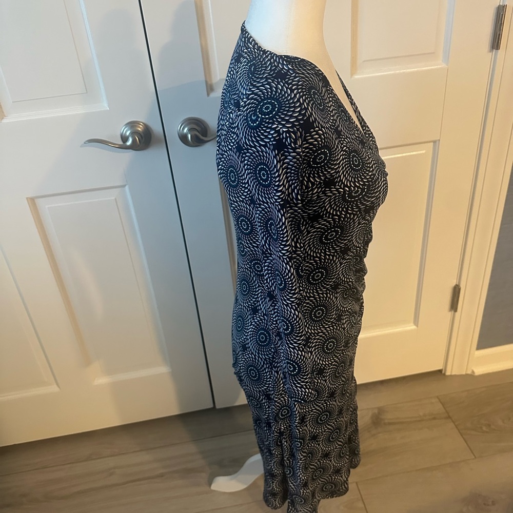 Mare Blu St. Tropez Navy/white Patterned V-Neck wrap Midi Dress Sz S - Picture 8 of 12